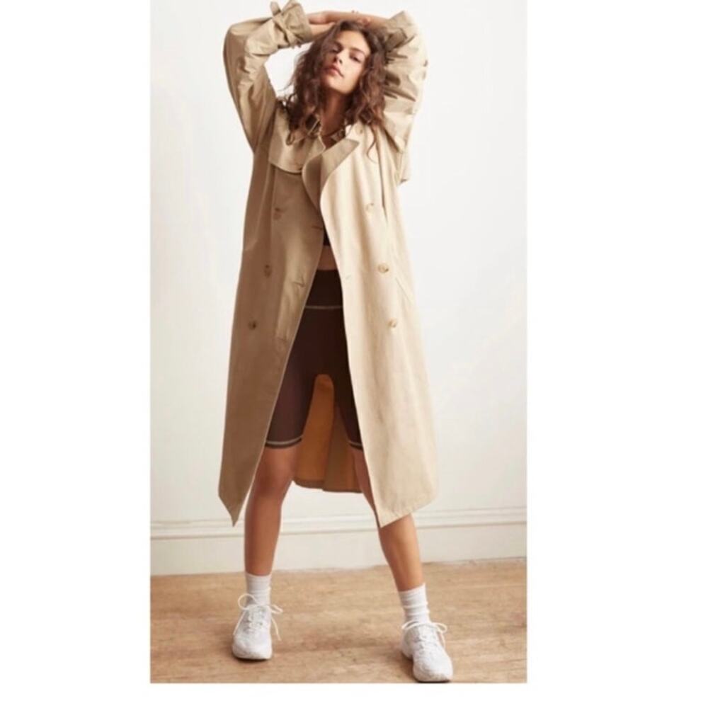 Vintage Christian Dior Tan Double Breasted Trench Coat Designer Size 46R